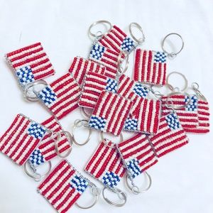 Beaded American flag key holder.